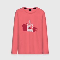Лонгслив хлопковый мужской Страна Канада, цвет: коралловый