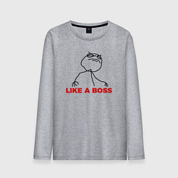Лонгслив хлопковый мужской Like a boss, цвет: меланж