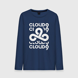 Лонгслив хлопковый мужской Cloud9 - in logo, цвет: тёмно-синий