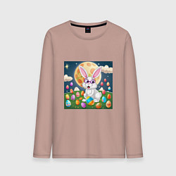 Лонгслив хлопковый мужской Зайчик ботаник, цвет: пыльно-розовый