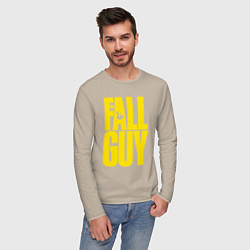 Лонгслив хлопковый мужской The fall guy logo, цвет: миндальный — фото 2