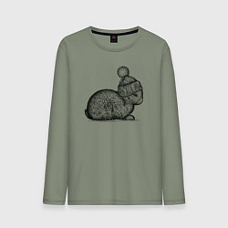 Лонгслив хлопковый мужской Зайченок в шапке, цвет: авокадо