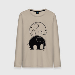 Лонгслив хлопковый мужской Cute elephants, цвет: миндальный