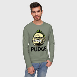 Лонгслив хлопковый мужской Pudge Face, цвет: авокадо — фото 2