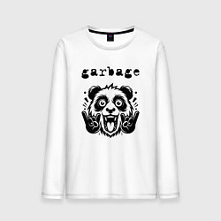 Лонгслив хлопковый мужской Garbage - rock panda, цвет: белый