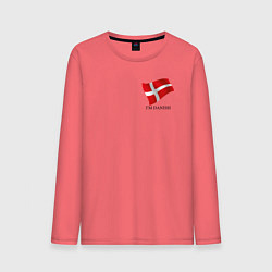 Лонгслив хлопковый мужской Im Danish - motto, цвет: коралловый