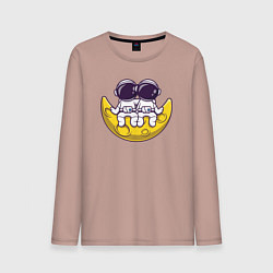 Лонгслив хлопковый мужской Космонавты на Луне, цвет: пыльно-розовый
