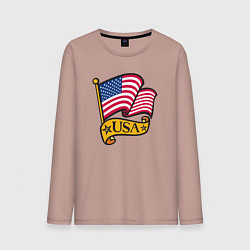 Лонгслив хлопковый мужской American flag, цвет: пыльно-розовый