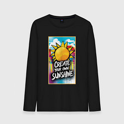 Лонгслив хлопковый мужской Create your own sunshine, цвет: черный