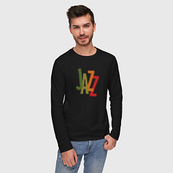 Лонгслив хлопковый мужской Jazz retro in color, цвет: черный — фото 2