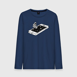 Лонгслив хлопковый мужской Космическая связь, цвет: тёмно-синий