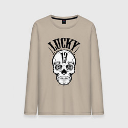 Лонгслив хлопковый мужской Lucky skull, цвет: миндальный