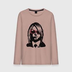 Лонгслив хлопковый мужской Kurt Cobain Nirvana portrait, цвет: пыльно-розовый
