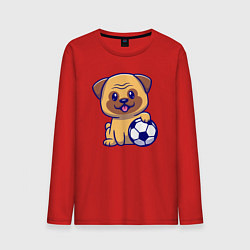 Лонгслив хлопковый мужской Бульдог футболист, цвет: красный