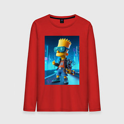 Мужской лонгслив Барт Симпсон в неоновом городе со скейтбордом - не