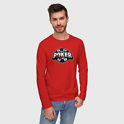 Лонгслив хлопковый мужской Poker game, цвет: красный — фото 2