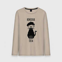 Мужской лонгслив Bonjour ёпта кот в очках