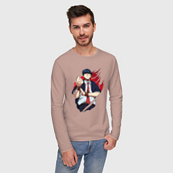 Лонгслив хлопковый мужской Мэш Бёрндэд маг, цвет: пыльно-розовый — фото 2