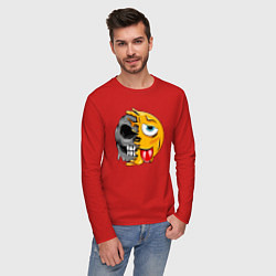 Лонгслив хлопковый мужской Смайл с языком, цвет: красный — фото 2