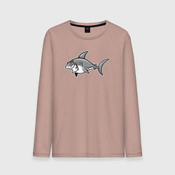 Лонгслив хлопковый мужской Хитрая акула, цвет: пыльно-розовый