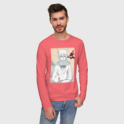 Лонгслив хлопковый мужской Очень приятно Бог Томоэ, цвет: коралловый — фото 2