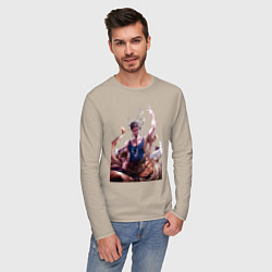 Лонгслив хлопковый мужской Повесть о конце света Будда, цвет: миндальный — фото 2