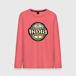 Лонгслив хлопковый мужской India, цвет: коралловый