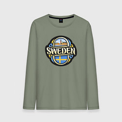 Лонгслив хлопковый мужской Моя Швеция, цвет: авокадо