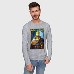 Лонгслив хлопковый мужской In beer we trust - motto, цвет: меланж — фото 2