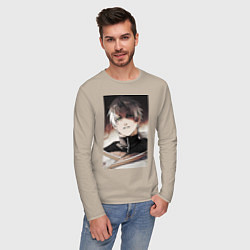 Лонгслив хлопковый мужской Реинкарнация безработного Рудеус Грейрат, цвет: миндальный — фото 2