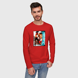 Лонгслив хлопковый мужской NewJeans grunge, цвет: красный — фото 2