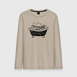 Лонгслив хлопковый мужской Ванна с пеной и прикольной надписью о проблемах, цвет: миндальный