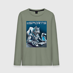 Мужской лонгслив Крутой волчара киберспортсмен - нейросеть