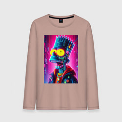 Лонгслив хлопковый мужской Cyber Bart Simpson - neon glow ai art, цвет: пыльно-розовый