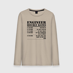 Лонгслив хлопковый мужской Engineer hourly rates, цвет: миндальный