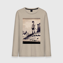 Лонгслив хлопковый мужской 17-years-old kid on the roof, цвет: миндальный