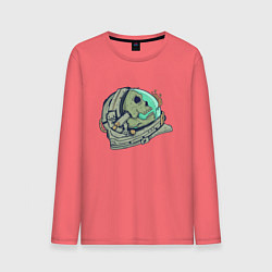 Лонгслив хлопковый мужской Череп астронавта, цвет: коралловый