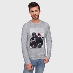 Лонгслив хлопковый мужской Моя геройская академия Сёто Тодороки, цвет: меланж — фото 2