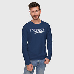 Лонгслив хлопковый мужской Perfect dark logo, цвет: тёмно-синий — фото 2