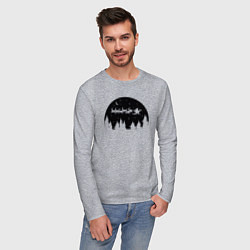 Лонгслив хлопковый мужской Night Santa Claus, цвет: меланж — фото 2