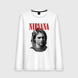 Лонгслив хлопковый мужской Nirvana kurt donald cobain, цвет: белый