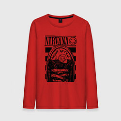 Лонгслив хлопковый мужской Nirvana grunge rock, цвет: красный
