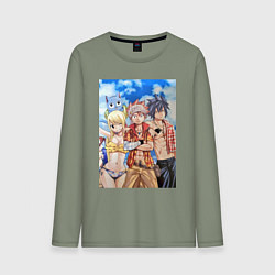 Лонгслив хлопковый мужской Хвост Феи Нацу Драгнил Грей Фуллбастер, цвет: авокадо
