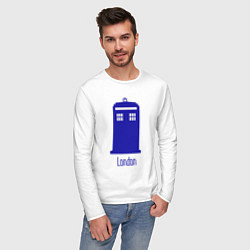 Лонгслив хлопковый мужской Tardis - London, цвет: белый — фото 2