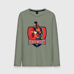 Лонгслив хлопковый мужской Heavyweight boxing gym, цвет: авокадо