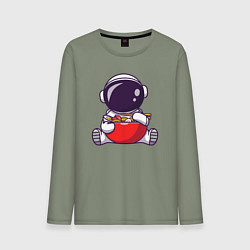 Лонгслив хлопковый мужской Космический рамен, цвет: авокадо