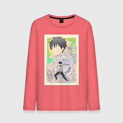 Лонгслив хлопковый мужской Магическая битва Юта Оккоцу арт, цвет: коралловый