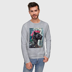 Лонгслив хлопковый мужской Dude panther - punks not dead, цвет: меланж — фото 2