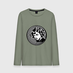 Мужской лонгслив Ретро-лицо девушки шестидесятых