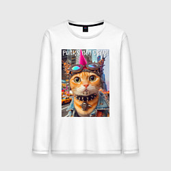 Мужской лонгслив Котёнок панк музыкант из Нью-Йорка - нейросеть